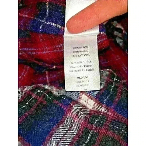 Rails Navy Blue and Red Girls Size M Checkered Plaid Long Sleeve Button-Up Shirt - Picture 6 of 7